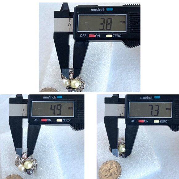 Joseph Esposito Sterling Silver 925 Pearl & Cubic Zirconia Cocktail Ring Sz 7 - Picture 11 of 16